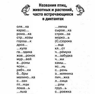 Трудные слова русского языка из диктантов 20